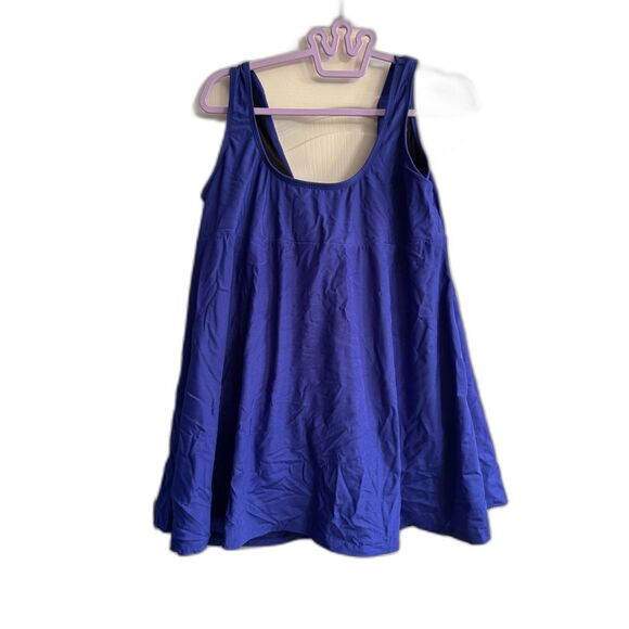 One Piece Bathing Suit with sheer stomach Skirt/Dress Plus 18W Blue/Purple - Picture 2 of 6